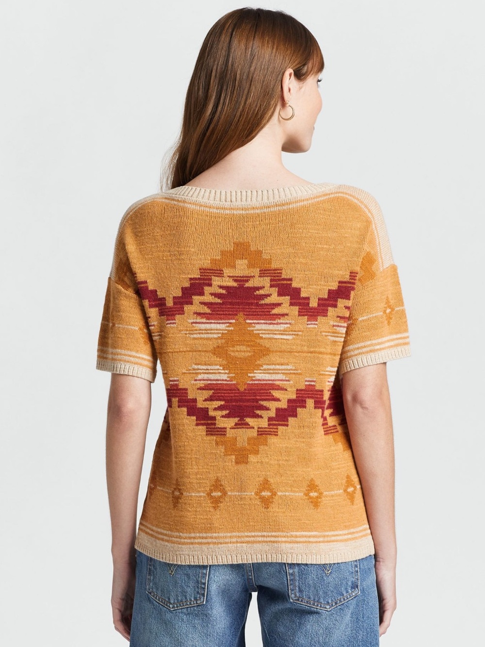 NWT Pendleton Southwest Aztec Short Sleeve Knit Sweater XS - Picture 2 of 10